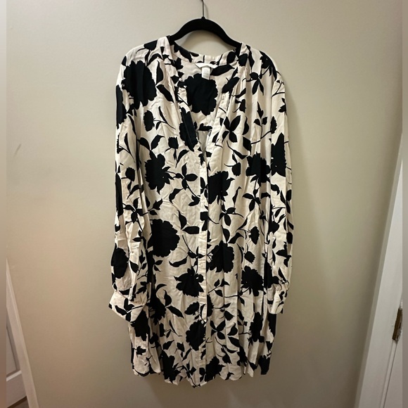 Cream & Black Long-sleeved  Maternity Dress, buttons down front, H&M - Picture 1 of 2